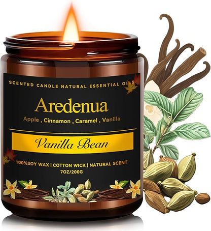 Vanilla Bean Odor Eliminating Candles | Vanilla Bean Scented Soy Candle for Home, Air Freshening & Cozy Vanilla Scent, Relaxing Home Scented Candles, Cozy Winter Candle Gift for Women & Men