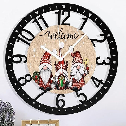 Wall Clock 10 Inch Silent Non-Ticking Modern Clocks Battery Operated - Analog Small Classic for Office, Home, Living Room,Bathroom, Kitchen, Bedroom, School,Snowman Clock