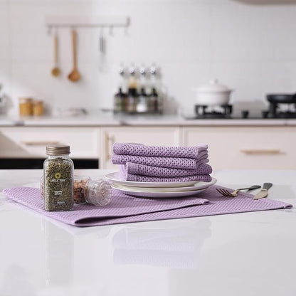 Kitinjoy 100% Cotton Waffle Weave Kitchen Towels, 6-Pack Super Soft and Absorbent Dish Towels for Drying Dishes, Kitchen Hand Towels, 13 in x 28 in, Lavender