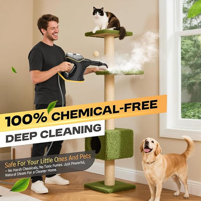 Heavy Duty Steam Cleaner with Continuous Spray & Safety Lock, Multipurpose Handheld Steamer for Home Use, 10S Fast Heating Steamer with 9PC Accessories for Car Furniture Kitchen Grout and Upholstery