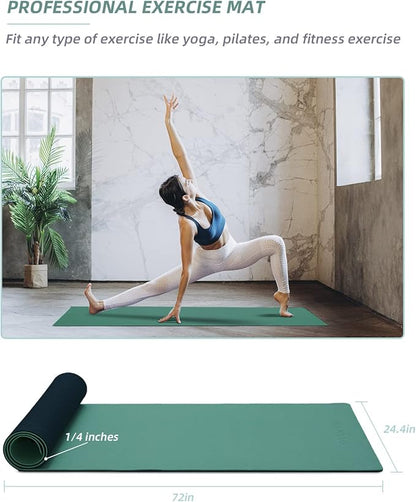 COOLMOON Yoga Mat Non Slip, Anti-Tear 1/4 Thick TPE Yoga Mats for Women and Men, 72"x24" Exercise & Fitness Mat with Carrying Strap, Workout Mats for Yoga, Pilates and Floor Exercise