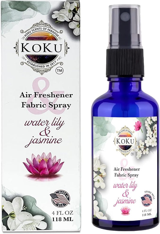 Water Lily Jasmine Air Freshener - Room Spray - Odor Eliminator - Deodorizer - Car Air Freshener - Home Spray - Linen Spray - Fabric Refresher - None Toxic - Alcohol Free - Made in USA (4 Oz)