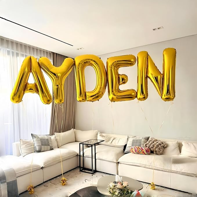 Giant H Alphabet Balloon Letters, Gold Self Inflating Custom Letter Balloons Birthday Decor, 40 Inch Helium Mylar Foil Name Word Balloons for Girls Men Anniversary Party Graduation Decoration Supplies