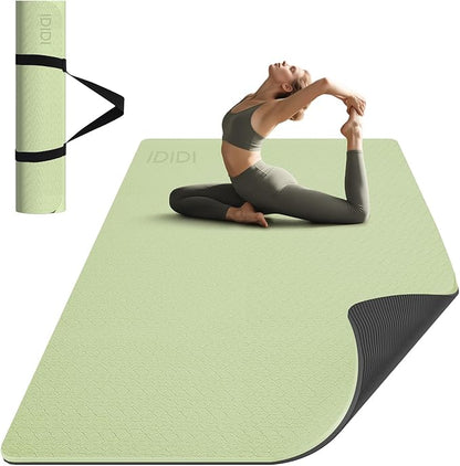 8mm Large Yoga Mat (6'x 4') - Extra Long and Wide 72 x 48 x 0.32 inches, Non-Slip POE Fitness Mat, Eco-Friendly, Thick Wide Exercise Mat for Home Workouts,Ideal for Yoga and Pilates.