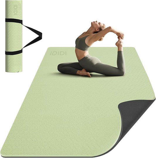 8mm Large Yoga Mat (6'x 4') - Extra Long and Wide 72 x 48 x 0.32 inches, Non-Slip POE Fitness Mat, Eco-Friendly, Thick Wide Exercise Mat for Home Workouts,Ideal for Yoga and Pilates.