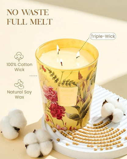 M&SENSE Extra Large Candle Orange Goji Scented, 3-Wick 35oz 150H Long Lasting, Natural Soy Wax Aromatherapy Candle for Stress Relief, Home Fragrance Housewarming Gifts Candle for Home Decor