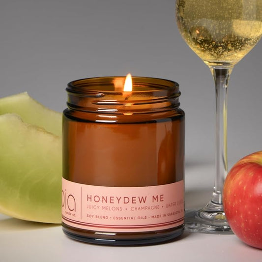 Bia Candle Co Soy Blend Candle, Honeydew & Watermelon with Tart Apple & Champagne – Clean Long Burn, Honeydew Me Scent, 7 oz
