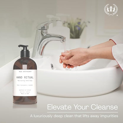 Muse Apothecary Hand Ritual - Aromatic and Nourishing Hand Soap, Infused with Natural Aromatherapy Essential Oils - USDA Certified Biobased - 16 oz, Rosemary Mint + Hemp, 2 Pack