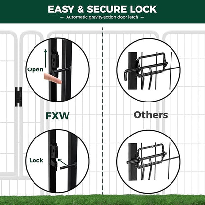 FXW Rollick Unleashed Dog Playpen for Indoor, Yard, RV Camping, 50 inch 24 Panels for Large Dogs, Black│Patented