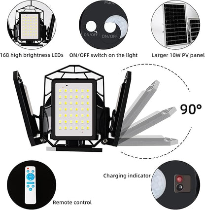 NIORSUN Solar Outdoor Lights Solar Lights Indoor Motion Sensor Pendant Light 3 Colors 4-Leaf 4 Modes with Remote, 2x16.4ft Wire Waterproof Security Lamp for Garage Shed Home Barn Shop Gazebo(2 Pack)