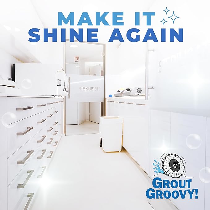 Grout Groovy! Electric Stand Up Lightweight Grout Cleaning Machine, Safely Cleans Grout Floor Tiles, Cleaning Brush Wheel, 20’ Cord, 120 V