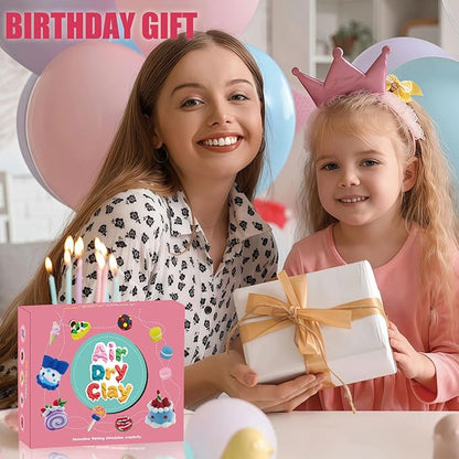 Air Dry Clay Kit for Kids - Cakes Themed,12 Desserts DIY Molding Clay Art Crafts Set for Kids Girls Boys Valentines Gifts Party Favors Classroom School Exchange Prize（Cake）