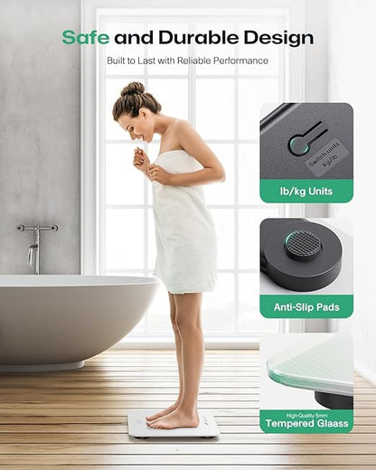 UREVO Smart Scale for Body Weight & BMI Tracking Sync with App, Digital Bathroom Scale with LED Display, Highly Accurate Weight Scale, 400 lb/180 kg, lb/kg Units, Batteries Included, White