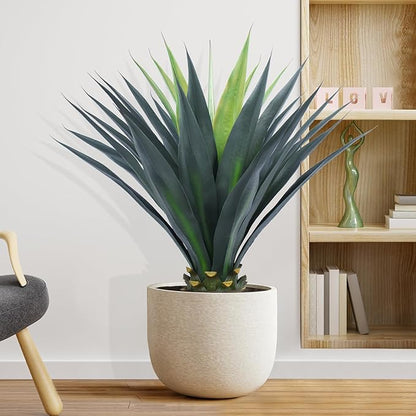 3ft Artificial Agave Plant, 38 Inch Tall Faux Agave Plants in Black Pot, Fake Floor Plant Outdoor Indoor for Front Porch Patio Home Office Door Step Hotel Desert Style Decor 2PCS