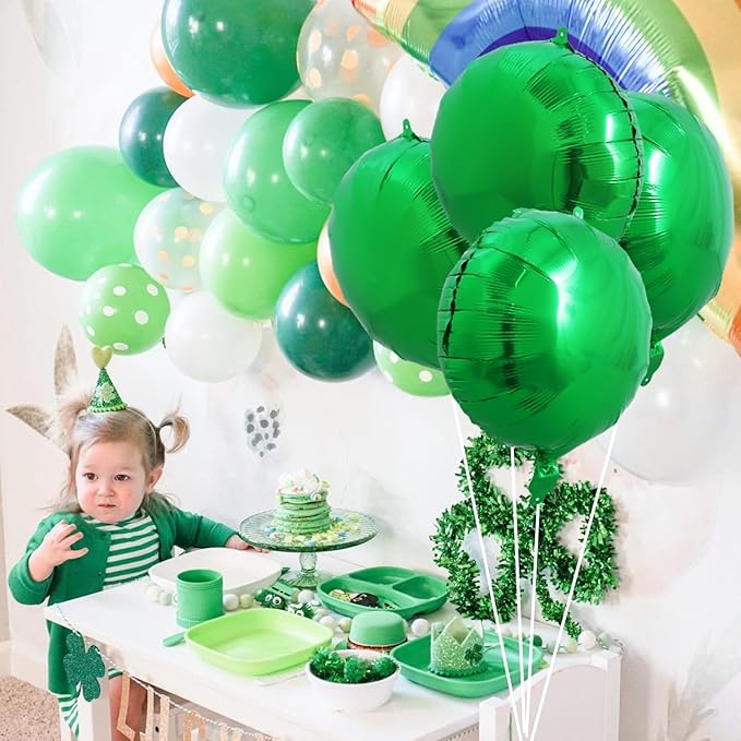 TONIFUL 30Pcs 18 Inch Round Balloons Large Green Round Shape Foil Balloons Big Green Round Helium Mylar Decorations for Birthday Wedding Baby Shower Anniversary Engagement Party Supplies