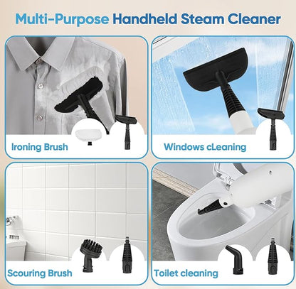 Steam Mop All-in-one Multi-Functional Powerful Steam Cleaner, Handheld Detachable Floor Steamer with 2 Steam Level, 380ML Water Tank & 23FT Power Cord for Floor Cleaning, Bathroom,Clothes, Furniture