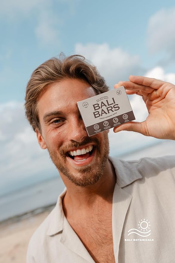 Mens Natural Soap Bar - Bali Bars Men All Natural Cold Process Castile Bath Body Soap Bar For Men with Premium Essential Oils Vegan Handmade (6pcs of 4.5oz Each) Gift Set