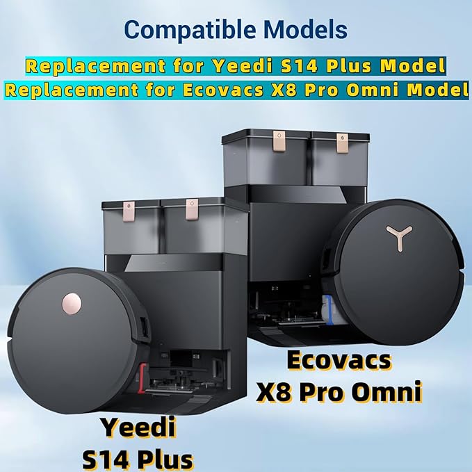 19Pcs Compatible with Ecovacs Deebot X8 Pro Omni,Yeedi S14 Plus Vacuum Cleaner Accessories Kit,1 Rubber Main Brush 1 Mop Roller 6 Side Brush 4 Hepa Filters 6 Vacuum Bags