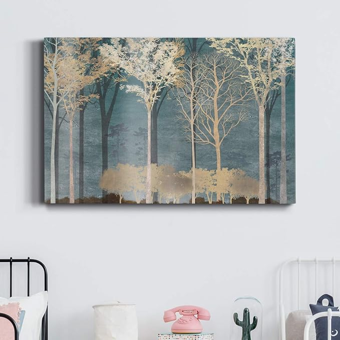 Wexford Home Home Decor Landscape Canvas Wall Art Abstract Floral Painting Modern Pictures Artwork Decoration for Living Room Kitchen Bathroom Office, Ready to Hang, into the woods, 24x36