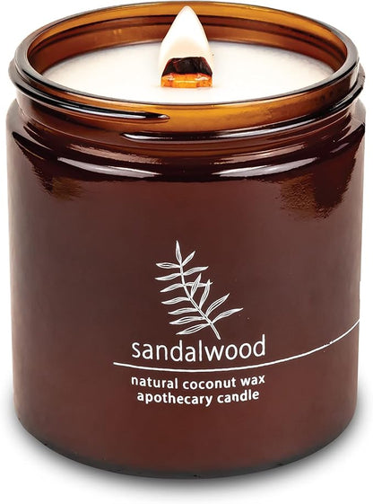 Hemlock Park Crackling Wood Wick Candle Handcrafted with Natural Coconut Wax (Large 16 oz, Sandalwood)