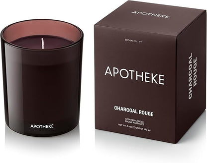 Apotheke Luxury Scented Candles for Home, Charcoal Rouge - Petite Aromatherapy Jar Candle with Soy Wax Blend