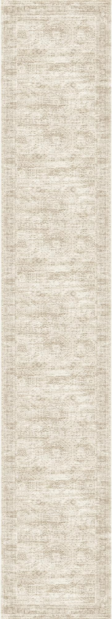 Washable Runner Rug 2.5x14, Non-Slip Long Hallway Runner for Entryway, Soft Vintage Kitchen Mats for Floor, Abstract Dining Room, Bedroom, Living Room Rugs(2.5'x14', Beige/Ivory)
