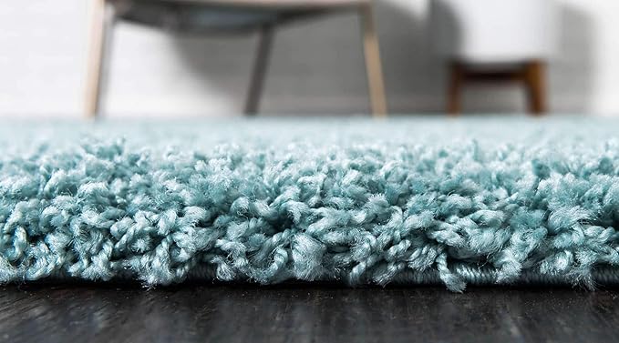 Unique Loom Solid Shag Collection Area Rug (2' 6" x 16' 5" Runner, Light Slate Blue)