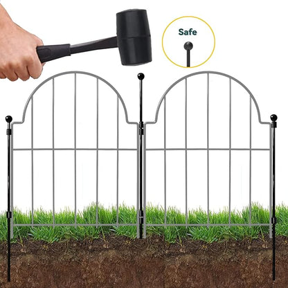 Garden Fence, 2 Panels 22 in(H) x 2.2 ft(L) Arched Rustproof Metal No Dig Fence Garden Fence Border, Ground Stake Animal Barrier Fence for Rabbit Dog, Outdoor Landscape Decor for Yard & Patio