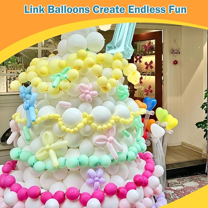 Dark Red Link Balloons 12 Inch 120 Pcs Latex Quick Linking Balloon for Birthday Wedding Party Festival Decorations
