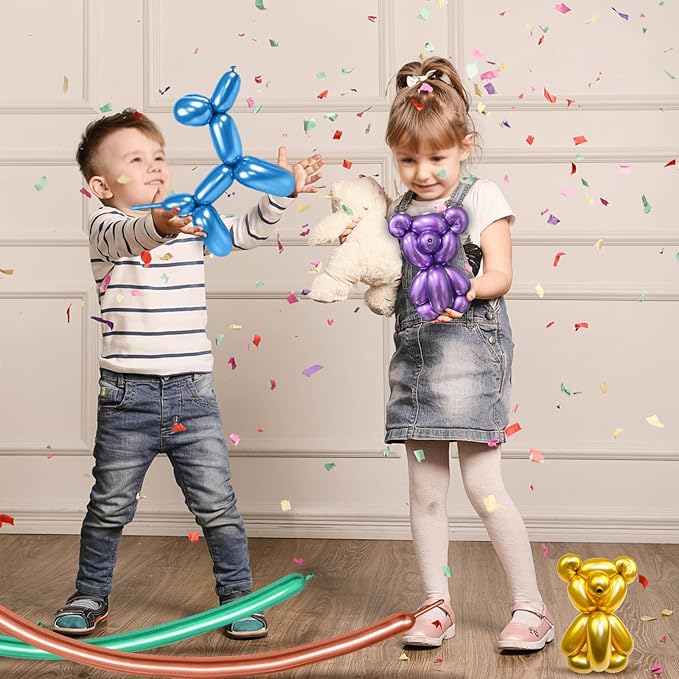 Metallic Multi Long Balloons Premium 260 Twisting Animals Magic Balloons for Birthday Kids Wedding Party Supply 100pcs