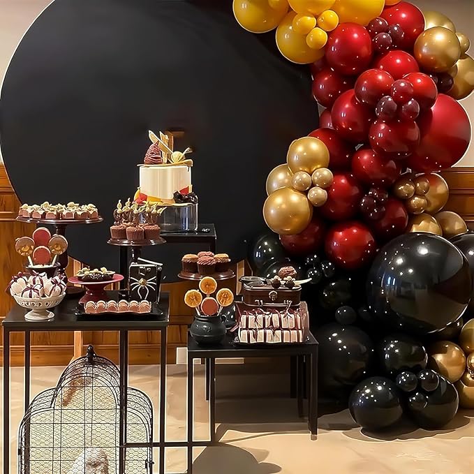 Black Burgundy Gold Balloon, 12 Inches 50 Pcs Burgundy and Gold Balloons Set with Metallic Gold Black Lemon Yellow Balloons for Kids Party Birthday Baby Shower Party Decorations