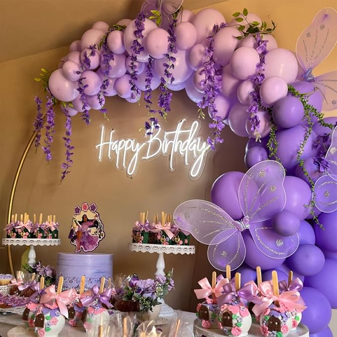 Metallic Purple and Premium Latex Lavender Lilac Balloons, 60 Pcs 12 Inch Purple Confetti Balloons with Purple Ribbons Set for Birthday Graduation Bridal Shower Wedding Party Decorations