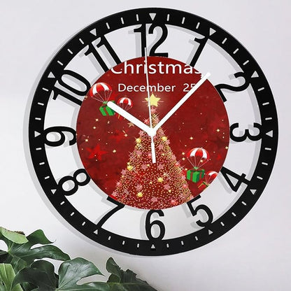 Wall Clock 10 Inch Silent Non-Ticking Modern Clocks Battery Operated - Analog Small Classic for Office, Home, Living Room,Bathroom, Kitchen, Bedroom, School,Snowman Clock