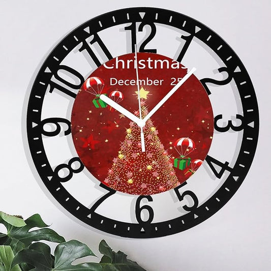 Wall Clock 10 Inch Silent Non-Ticking Modern Clocks Battery Operated - Analog Small Classic for Office, Home, Living Room,Bathroom, Kitchen, Bedroom, School,Snowman Clock