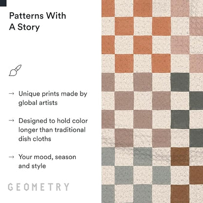 GEOMETRY Kitchen Dish Cloths - Quick Dry Dishcloths for Kitchen - Premium Dish Rags with Geoweave - 3-Pack Set Autumn Checkers
