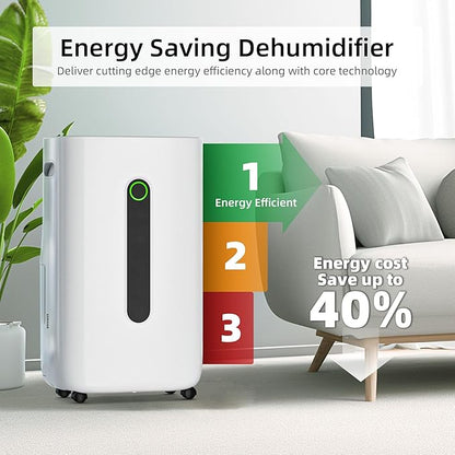 5,000 Sq.Ft 80 Pint Dehumidifer for Basements and Home-with Drain Hose,1.7Gallon Water Tank.Intelligent HumidityControl.Dual Protection and 4 Modes,for Large room
