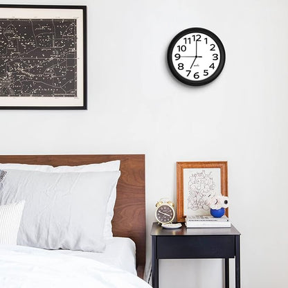 HIPPIH 2 Pack Silent Wall Clock, 10 Inch Non Ticking Quiet Digital Sweep Decorative Battery Operated Wall Clocks for Living Room Bedroom Kitchen School Office Decor, Black
