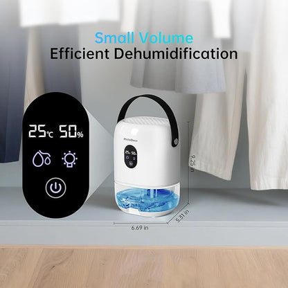 PHILODECO 280 Sq. Ft 35 OZ Dehumidifier, Portable Small Dehumidifiers for Bedroom, Bathroom, Basement,RV with CO mode, Sleep mode, Auto Shut Off, 7 Colorful Lights, White
