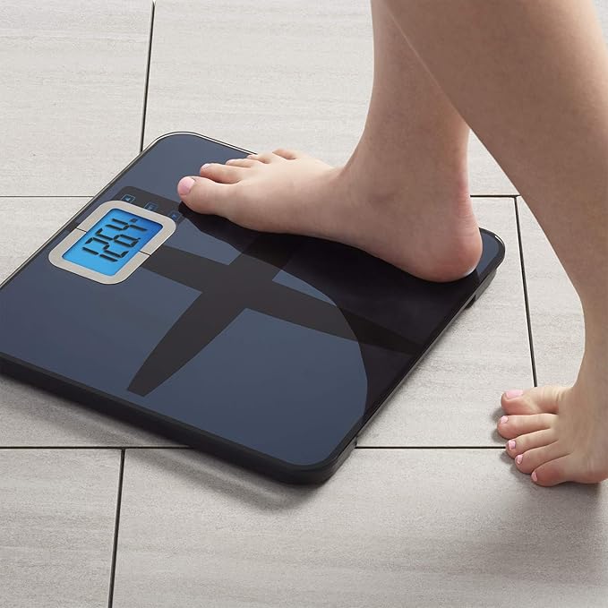 InstaTrack Digital Body Composition Bathroom Scale with High Precision Sensors, Large Display Accurately Measures Body Water, Muscle Mass, Bone Mass, BMI, and Calorie Estimator, 440 lb Capacity, Blue