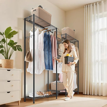 VEVOR Clothing Garment Rack, Heavy Duty Closet Wardrobe, Adjustable Tiers Clothes Racks with Steel Frame, for Bedroom, Clothing Store, Hallway