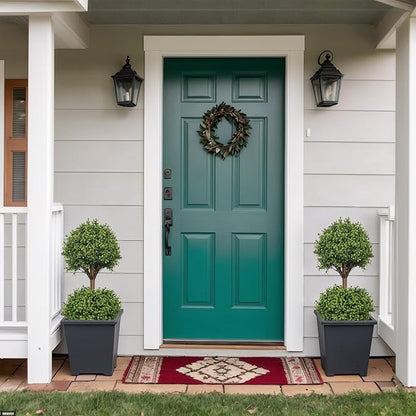 THE BLOOM TIMES 40" Tall Artificial Boxwood Double Ball Topiary Trees, UV Resistant Large Fake Potted Plants for Outdoor Planter, Realistic Faux Bushes Shrubs for Front Porch Outside Decor Set of 2