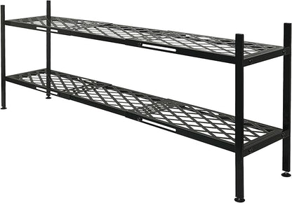Shoe Rack For Closet, Expandable Shoes Organizer Metal Shelf Stand, 2 Tier Stackable Long Shoe Storage Holder For Floor, Entryway, Garage, Bedroom, Door Entrance For 12-18 Pairs, 45.6 inches Black