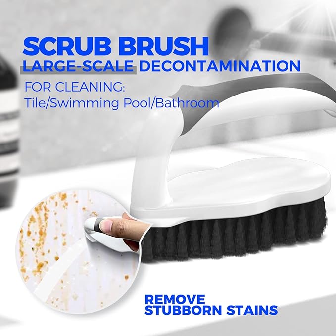 Holikme Deep Cleaning Brush Set, Scrub Pads with Scraper Tip for Pool Walls, Bathroom, Grout, Floor, Tub, Shower and Kitchen Surface, Abrasive Wheel Brushes (Negro)
