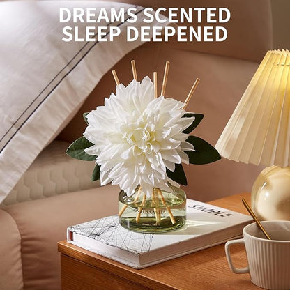 Reed Diffusers Set unfettered Dew Scent, Bathroom Floral Scent Diffuser, Reed Diffuser for 120 Days, Bathroom Diffuser with 7 Sticks, Office Desk Accessories, Bedroom Decor