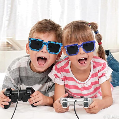 36 Pack Pixel Sunglasses Bulk, 6 Colors Pixelated Mosaic Gamer Glasses Party Favors, Gamer Robot Pixelated Sunglasses for Kids Adults Boys Girls Birthday Photo Props Party Supplies
