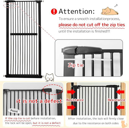 Lumizone Extra Tall Cat Gate 61.02" High Pressure Mounted Extra Wide 63.39"-67.32" (17Sizes) 1.37" Gap No Drilling Auto-Close Tall Pet Gate for Dogs (Black, 63.39"-67.32" W)