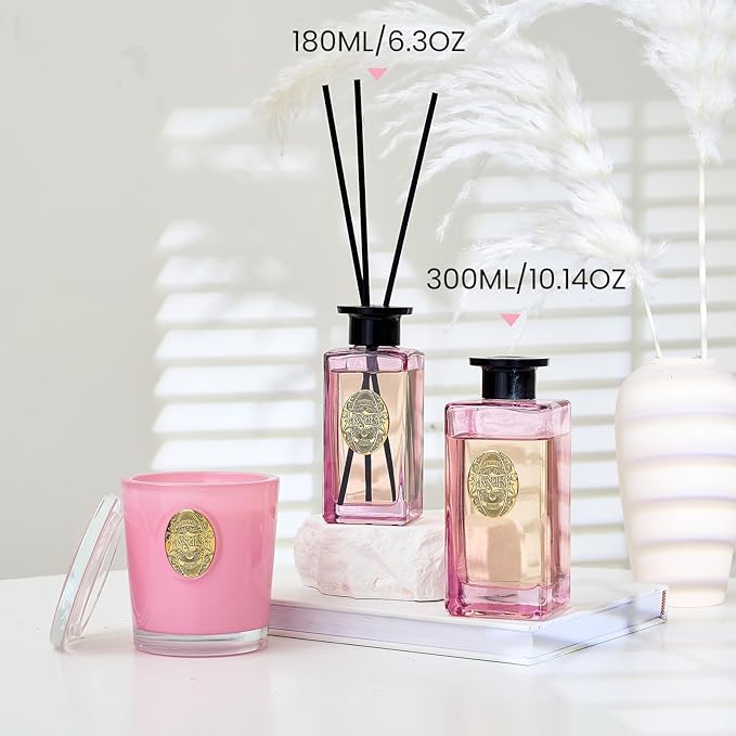 M&SENSE 10.14 oz Large Reed Diffuser Set | Gardenia Scent Oil Diffuser with Sticks |Hotel Collection Non-Toxic Essential Oil |for Bedroom Bathroom Living Room