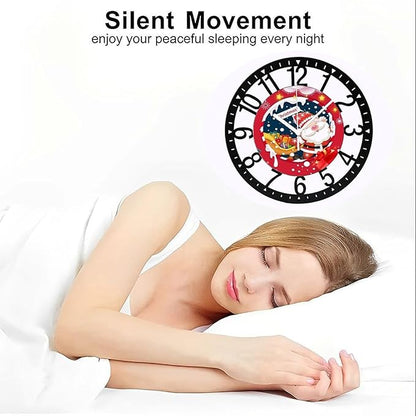 Wall Clock 10 Inch Silent Non-Ticking Modern Clocks Battery Operated - Analog Small Classic for Office, Home, Living Room,Bathroom, Kitchen, Bedroom, School,Snowman Clock