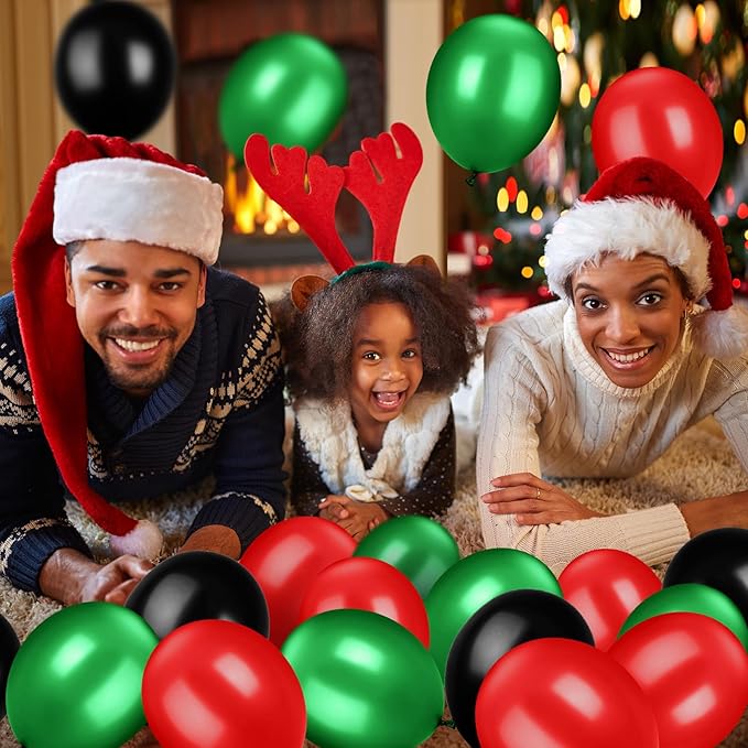 TecUnite 100 Pieces Red Black and Green Balloons 13 Inch Latex Balloons for Juneteenth Day Kwanzaa Black History Month African American Festival Holiday Celebration Party Decoration