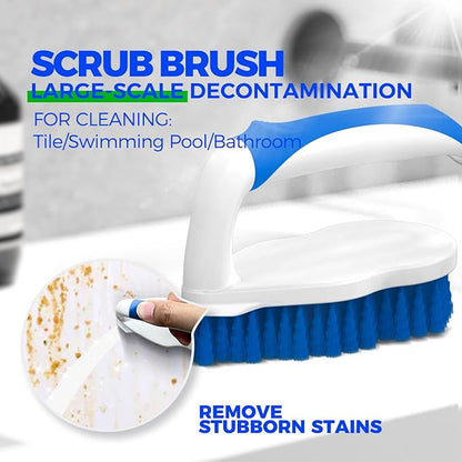 Holikme 7 Pack Deep Cleaning Brush Set, Scrub Brush, Grout Brush, Pool Brush, Scrub Pads with Scraper Tip Scouring Pads, for Pool Walls, Bathroom, Floor, Tub, Shower and Kitchen Surface (Blue)